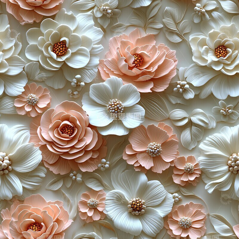 高清大图下载【趣麦麦图】粉色花卉纹样3