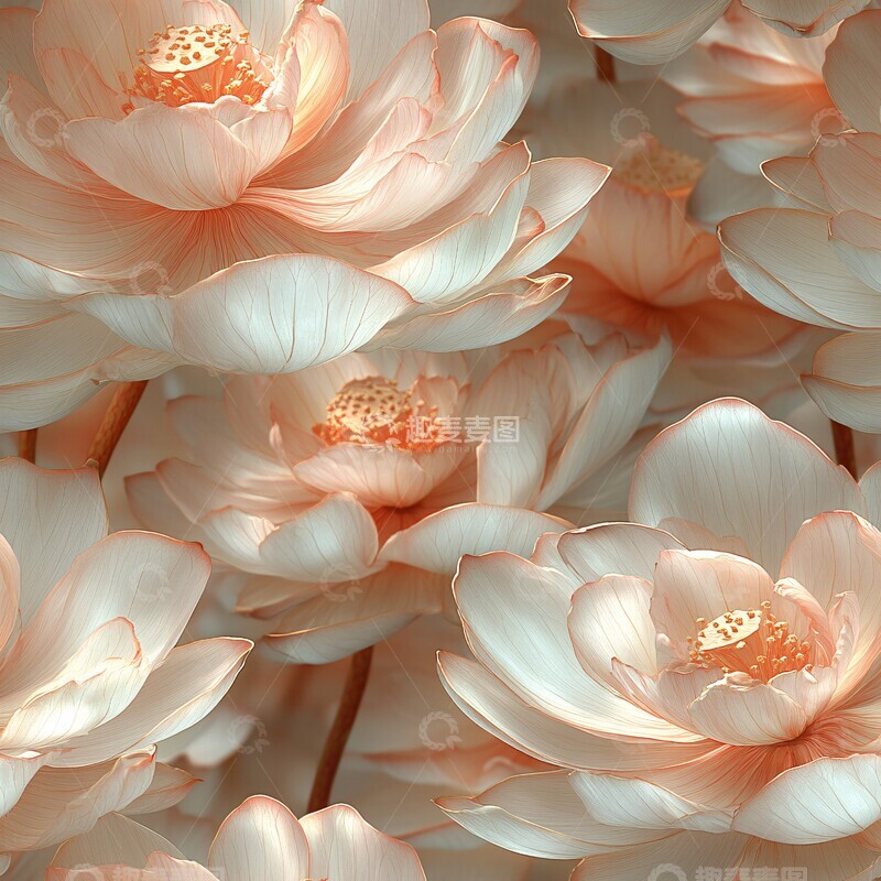 高清大图下载【趣麦麦图】莲花轻纱图案3
