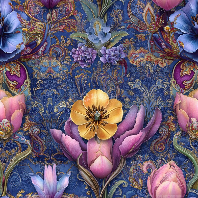 高清大图下载【趣麦麦图】粉色黄花紫色花束2