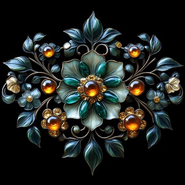 翡翠花卉镶金饰3