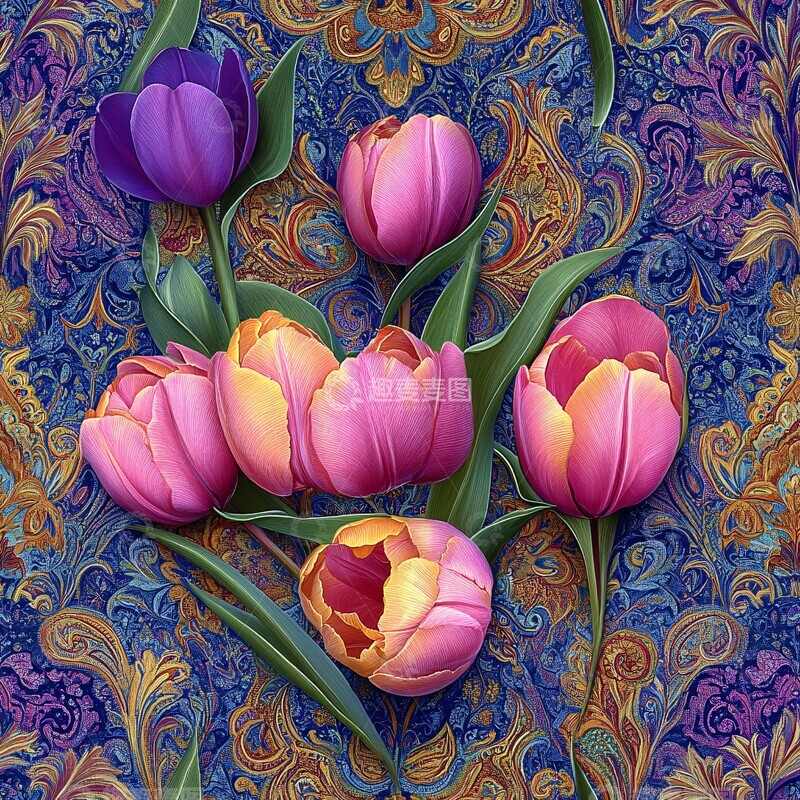 高清大图下载【趣麦麦图】粉色黄花紫色花束3