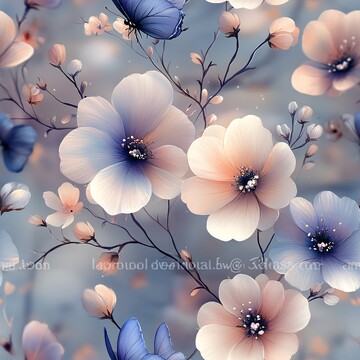 粉色花朵与蝴蝶3