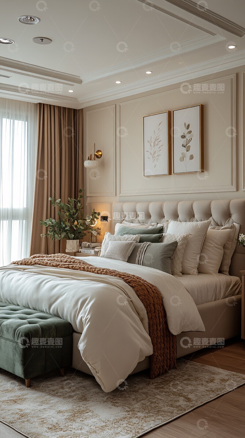 高清大图下载【趣麦麦图】浅色系卧室布置3