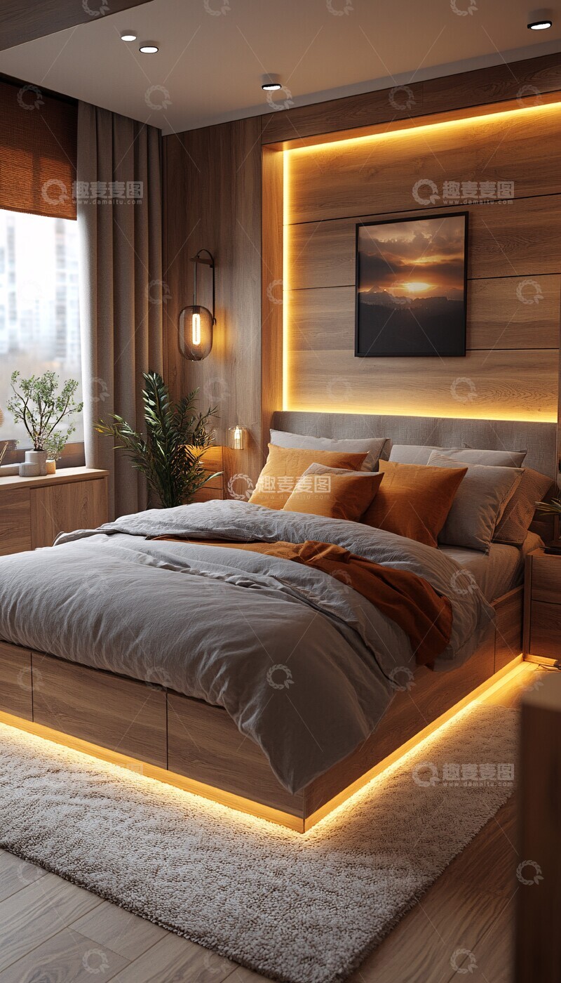 高清大图下载【趣麦麦图】灰色墙面小夜灯2