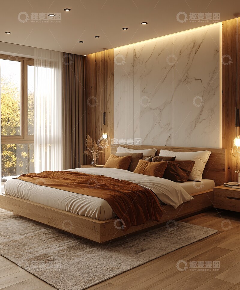 高清大图下载【趣麦麦图】橡木白玉卧室3