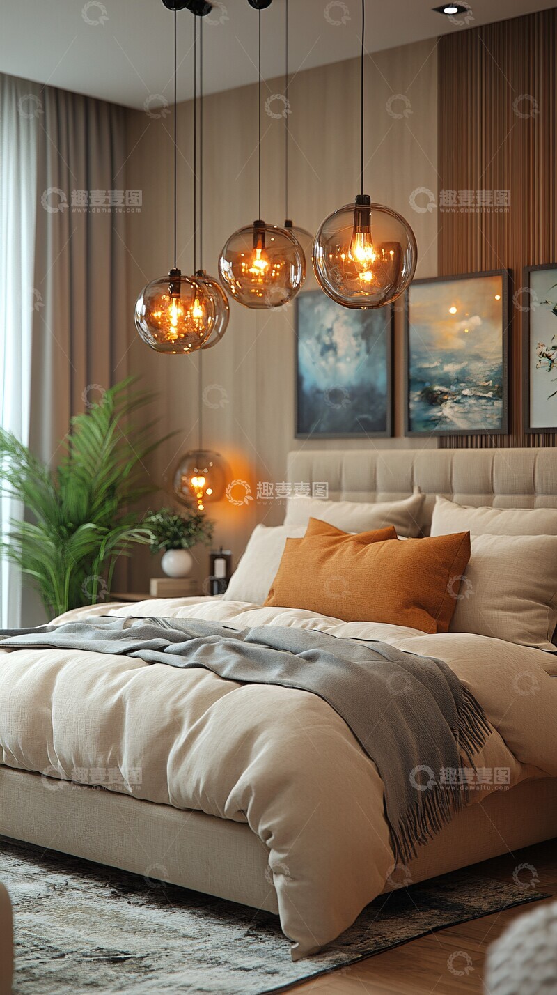 高清大图下载【趣麦麦图】床头画作灯饰卧室3
