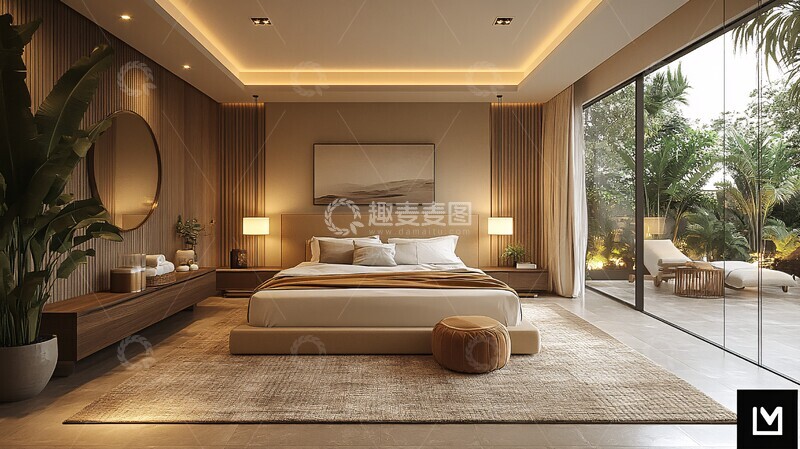 高清大图下载【趣麦麦图】奶油色现代卧室3