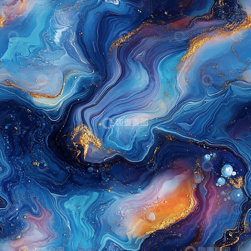 高清大图下载【趣麦麦图】蓝色流体形态画3