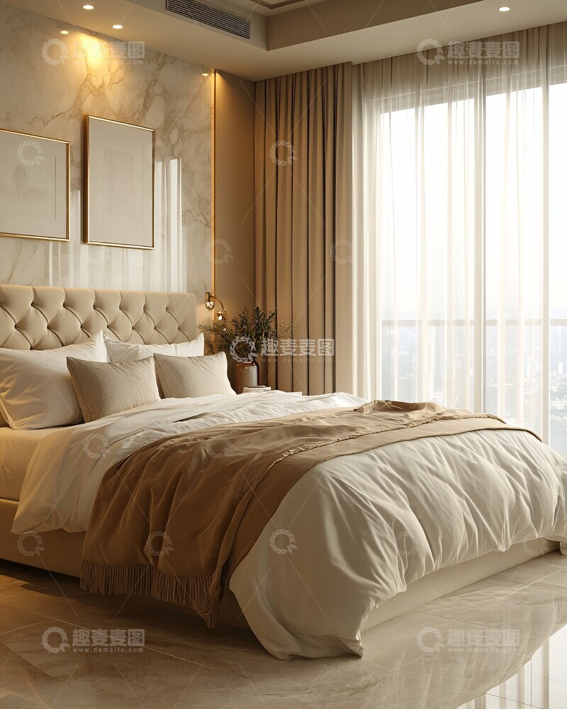 高清大图下载【趣麦麦图】-金色调卧室设计2