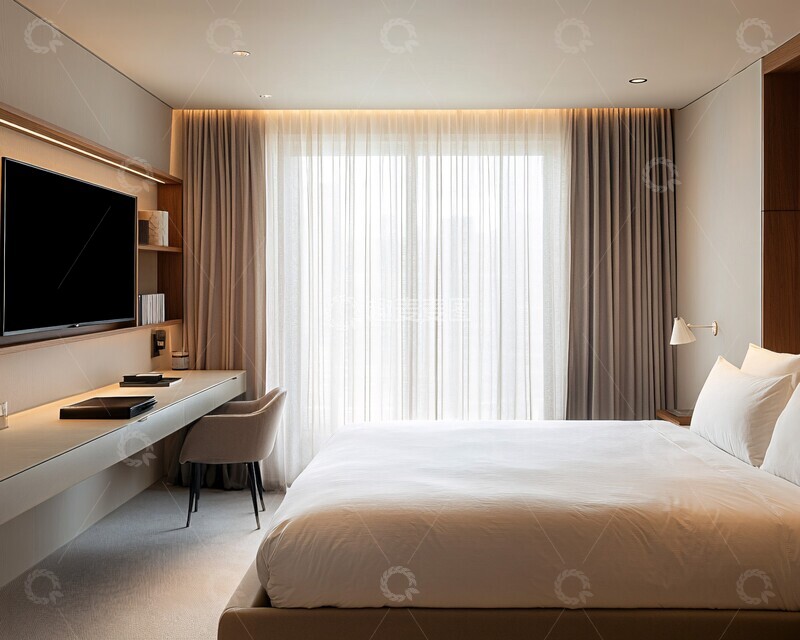 高清大图下载【趣麦麦图】白色墙壁灰色窗帘3