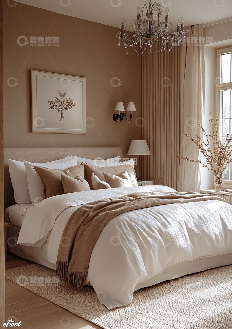 高清大图下载【趣麦麦图】白色与棕色卧室设计1