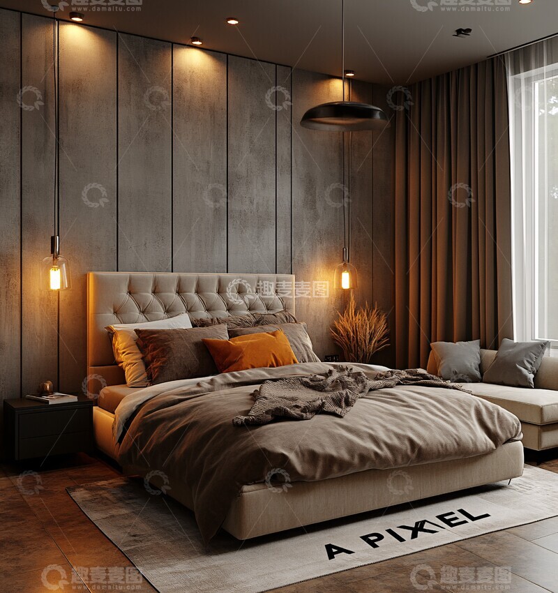 高清大图下载【趣麦麦图】大床软沙发卧室3