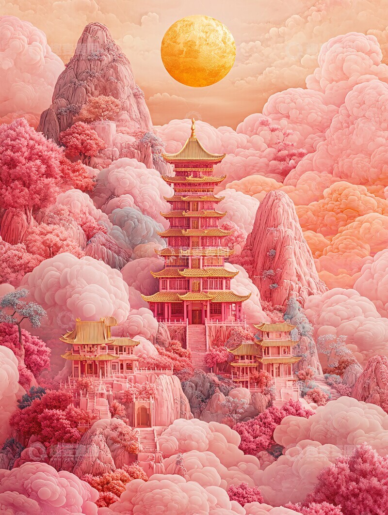 高清大图下载【趣麦麦图】祥云宫殿图祥云宫殿金色3