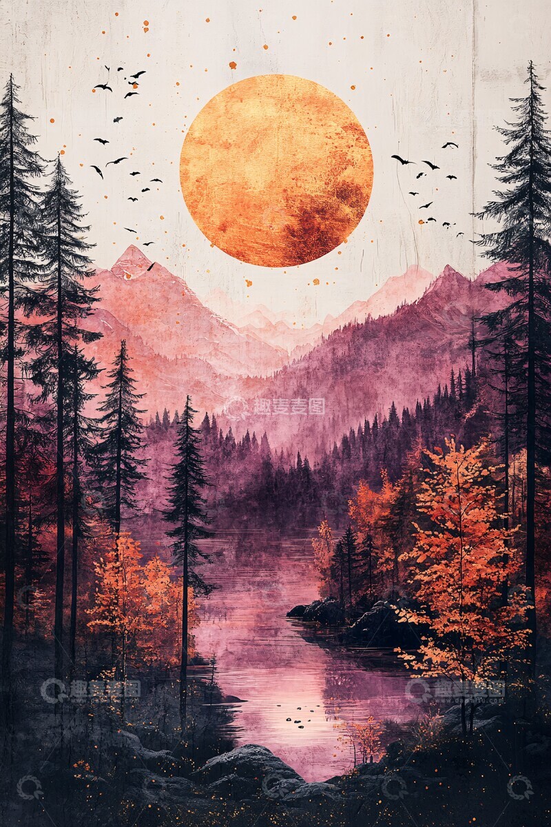 高清大图下载【趣麦麦图】梦幻夜晚装饰画3