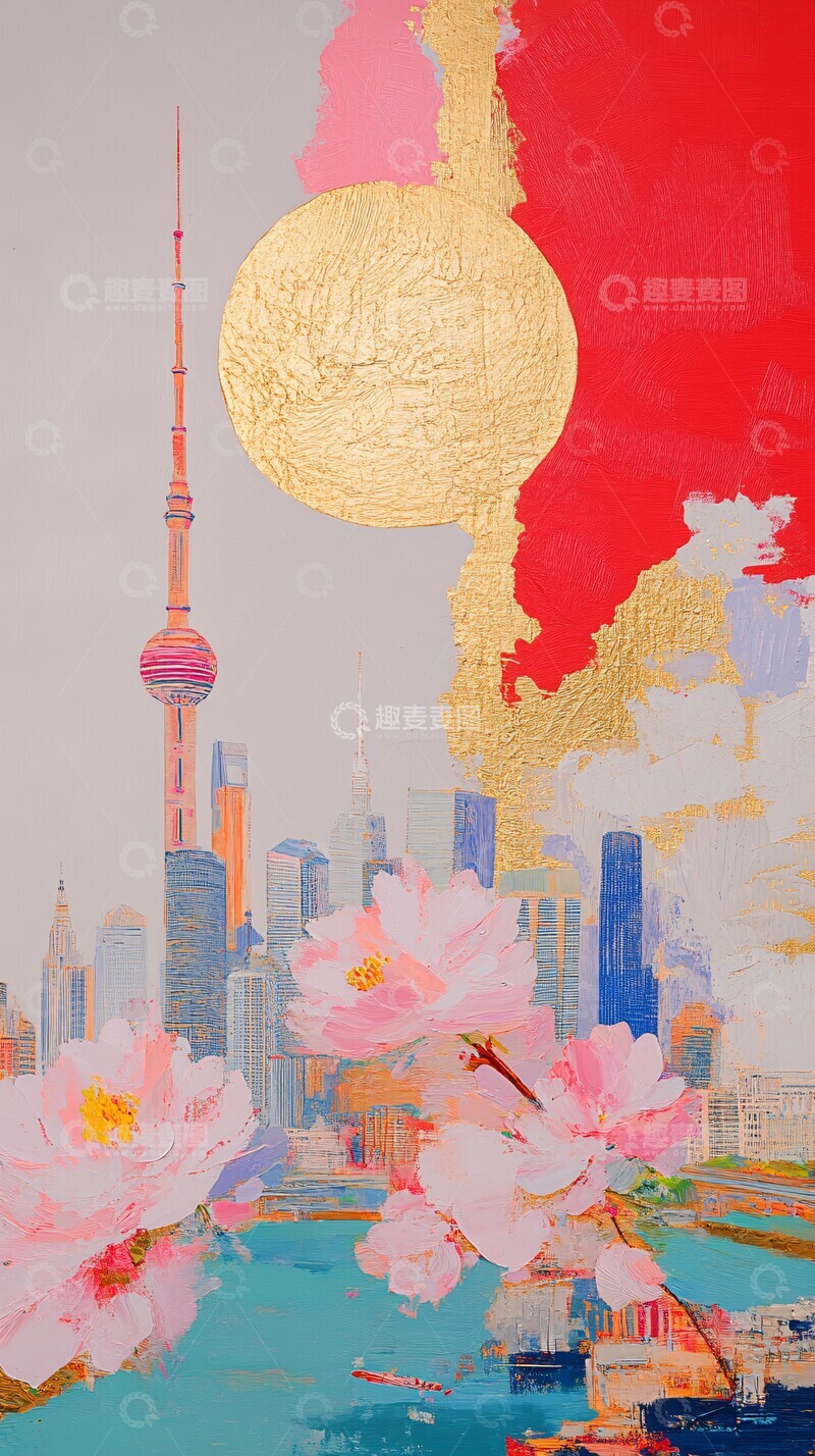 高清大图下载【趣麦麦图】城市山水画城市山水传统1