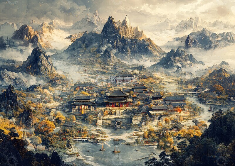 高清大图下载【趣麦麦图】山海经风格地图1