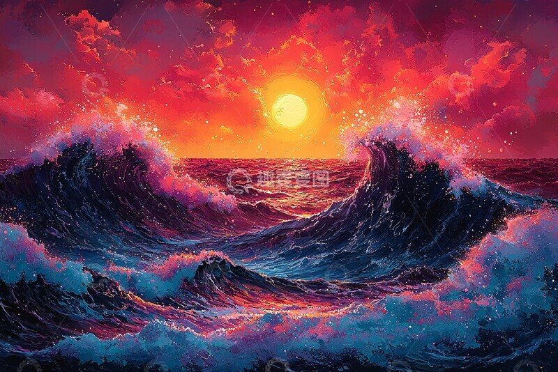 高清大图下载【趣麦麦图】大浪融合华丽装饰1