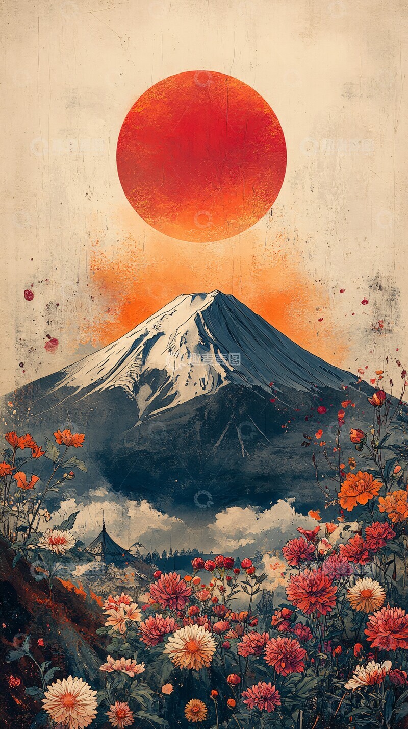 高清大图下载【趣麦麦图】富士山新年图3