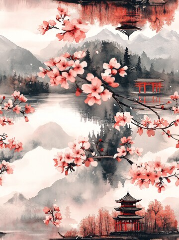 古寺云雾山水图2