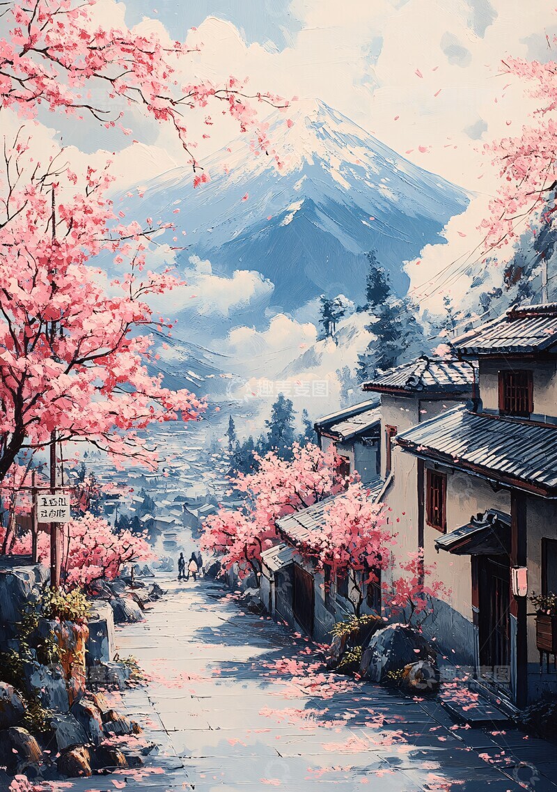 高清大图下载【趣麦麦图】春日富士樱花图3