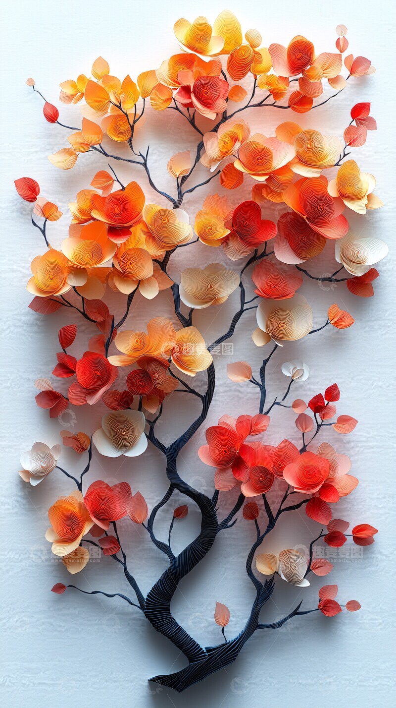 高清大图下载【趣麦麦图】折纸艺术橙黄光影2