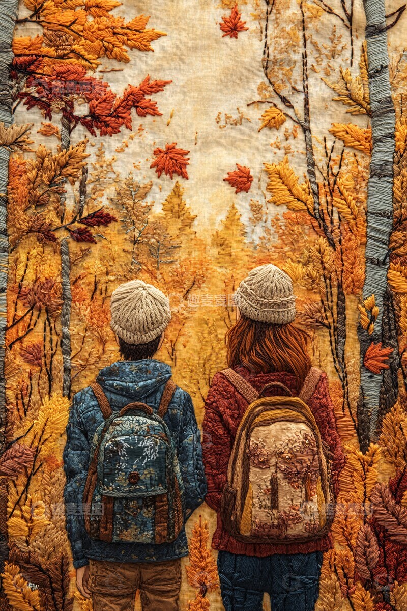 高清大图下载【趣麦麦图】秋日森林情侣3