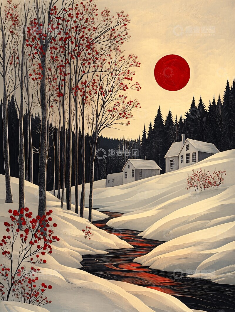 高清大图下载【趣麦麦图】-圣诞剪纸场景1