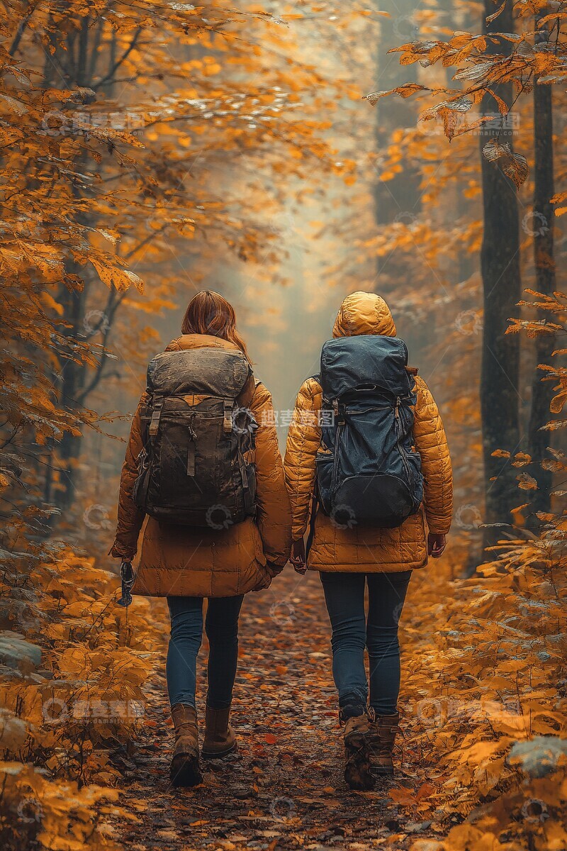 高清大图下载【趣麦麦图】秋林漫步探险图2