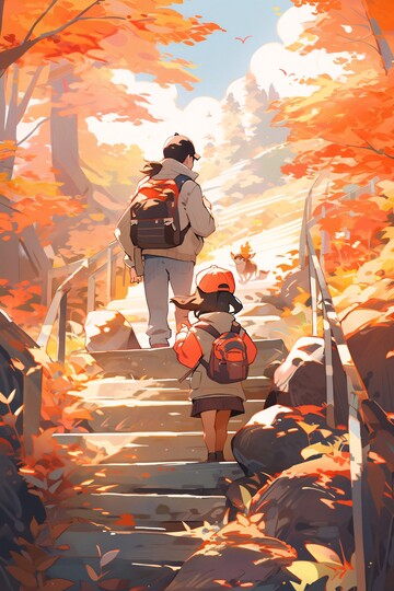 登山家庭秋色图1