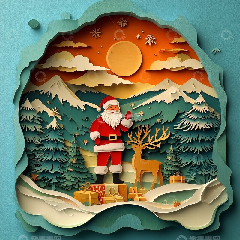 圣诞老人驯鹿树礼盒1