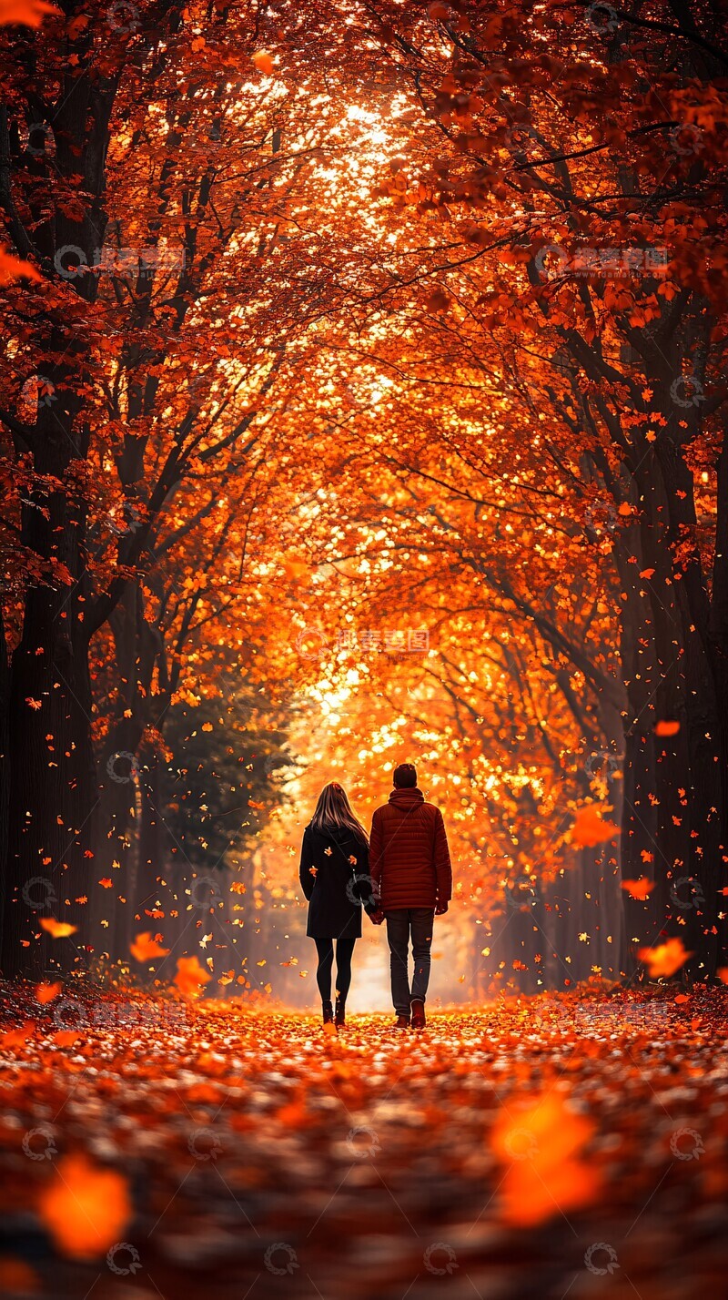 高清大图下载【趣麦麦图】秋日枫林小径2