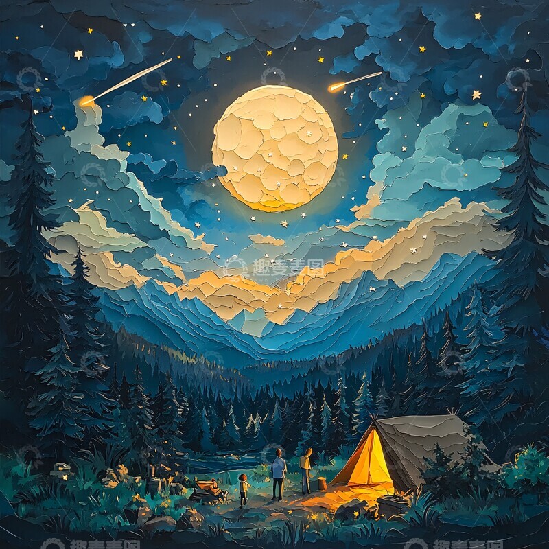 高清大图下载【趣麦麦图】月光下的营地4