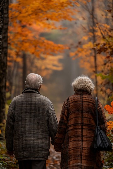 秋叶林中情侣漫步3