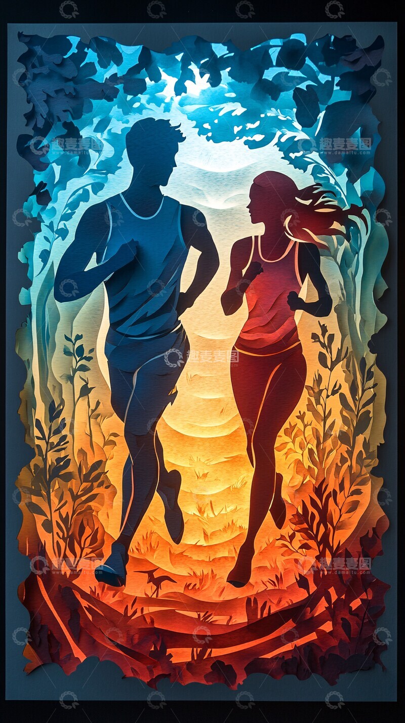 高清大图下载【趣麦麦图】奥运跑者剪影1