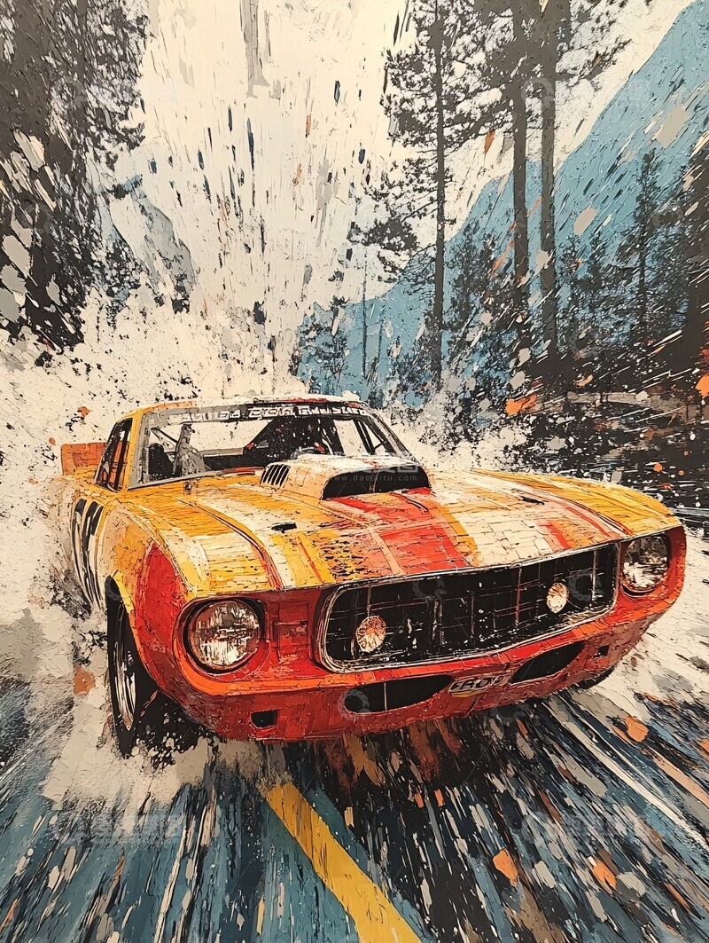 高清大图下载【趣麦麦图】赛车竞速纸雕装饰1