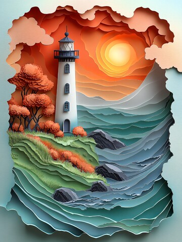 魔法海景剪纸3