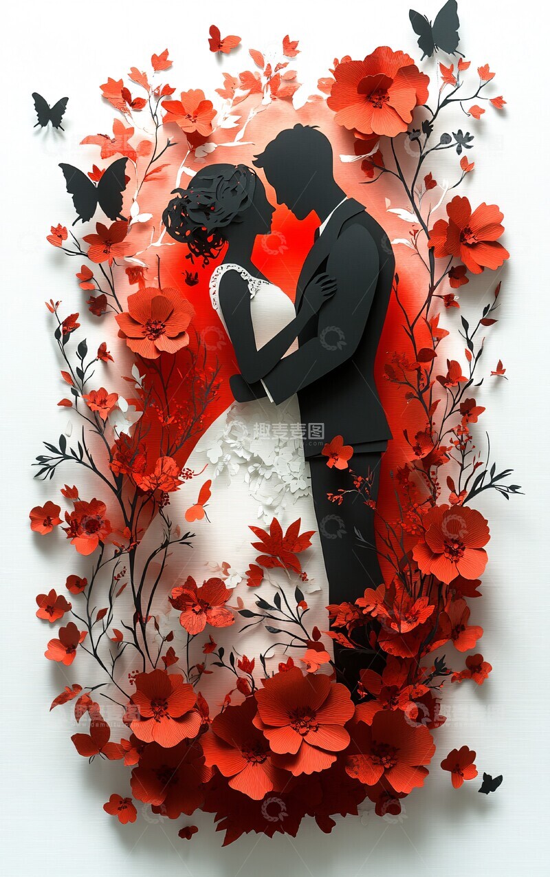 高清大图下载【趣麦麦图】新人婚礼剪纸2