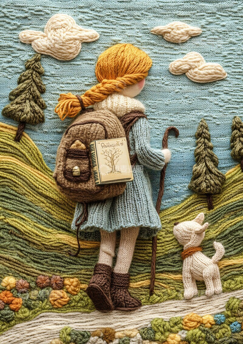 高清大图下载【趣麦麦图】羊毛女孩与狗2