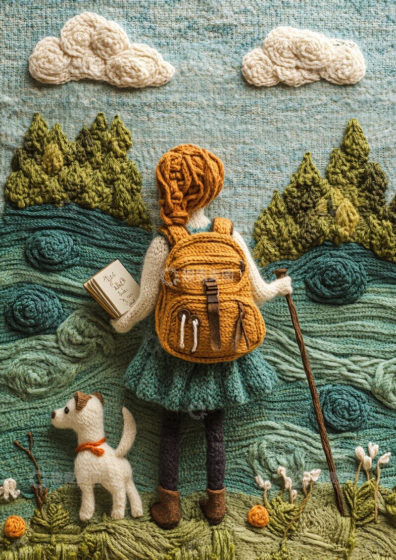 高清大图下载【趣麦麦图】羊毛女孩与狗3