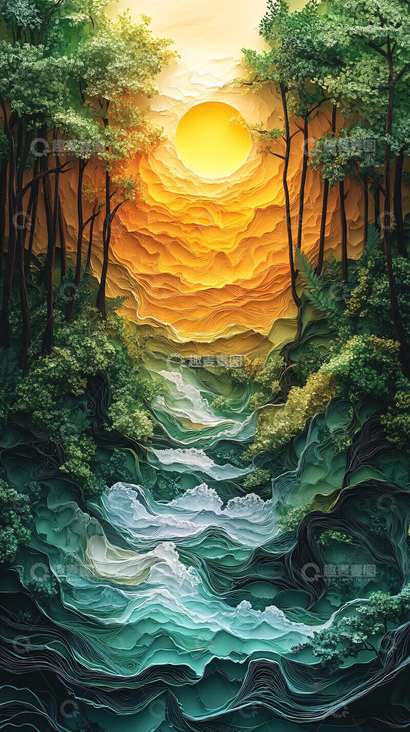 高清大图下载【趣麦麦图】森林绿光溪流动物3