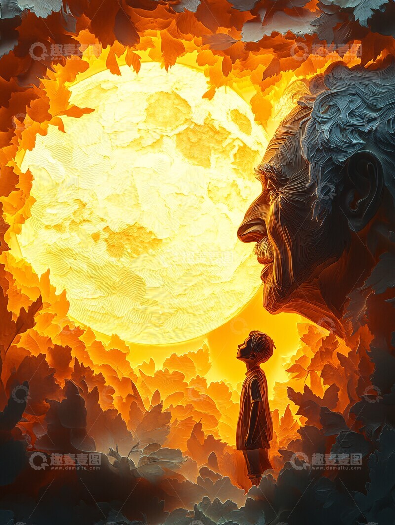 男孩扶老人男孩老人帮助3