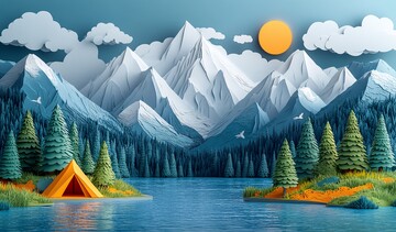 卡通风格露营场景3