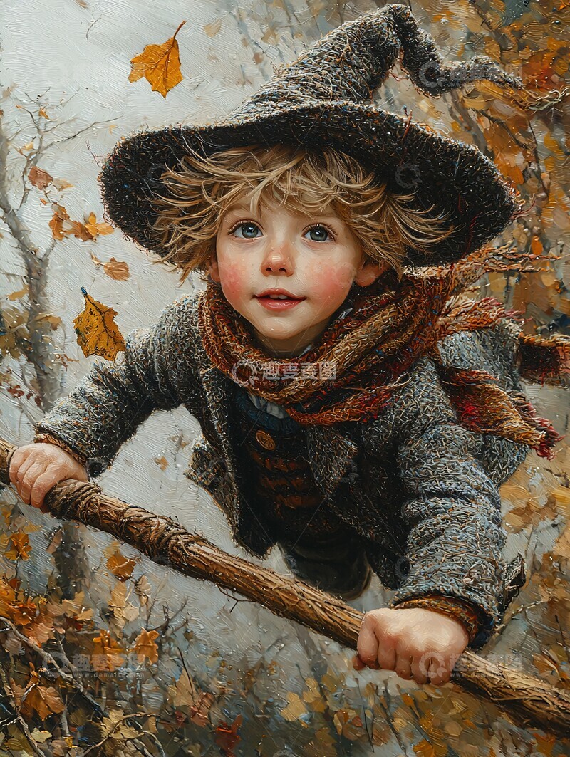 高清大图下载【趣麦麦图】男孩飞天扫帚2