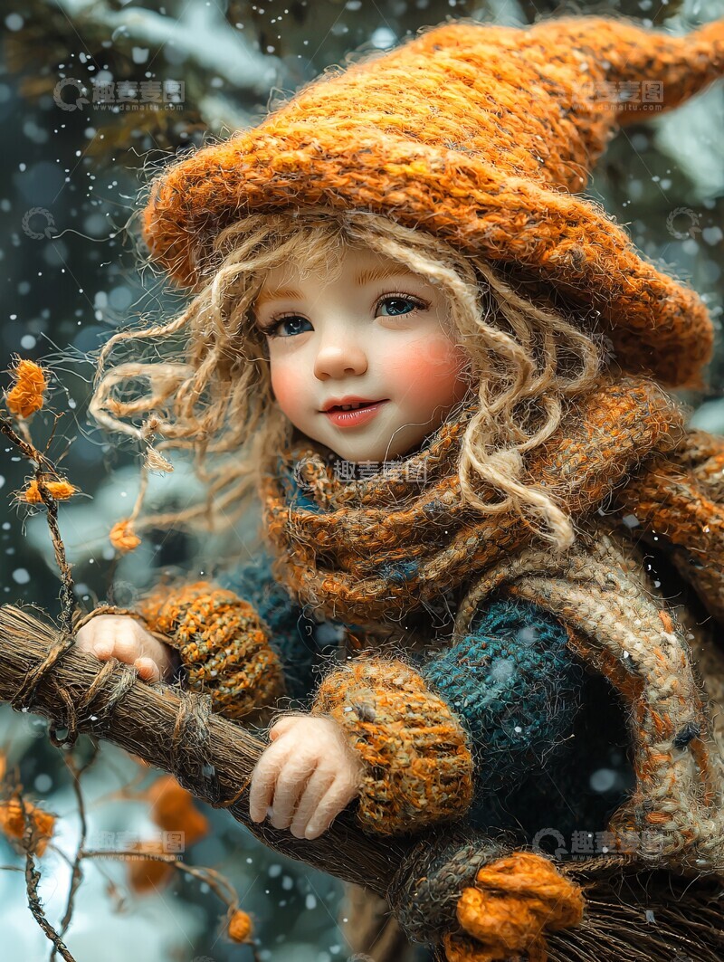 高清大图下载【趣麦麦图】男孩飞天扫帚3