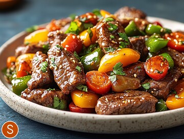 牛肉青椒蔬菜盘