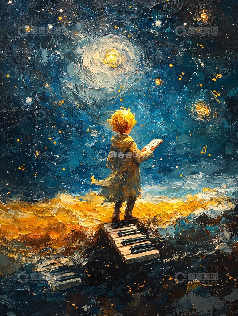 高清大图下载【趣麦麦图】小王子弹奏星海1