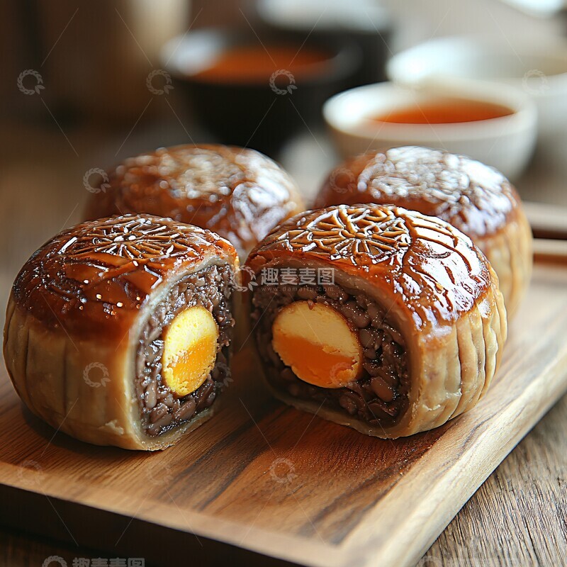 高清大图下载【趣麦麦图】-红豆蛋黄球红豆蛋黄甜点2