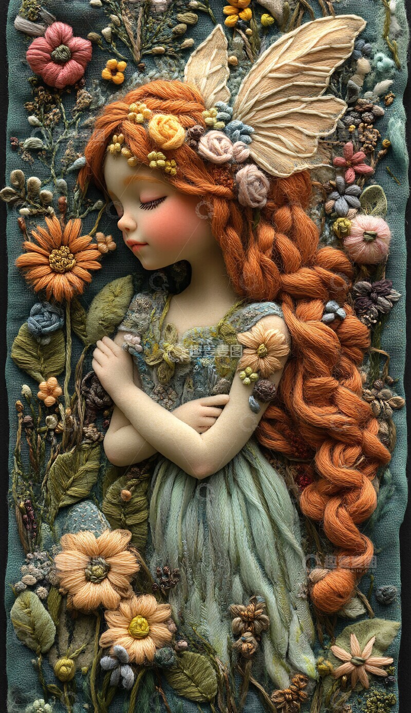 高清大图下载【趣麦麦图】花仙子刺绣图案2
