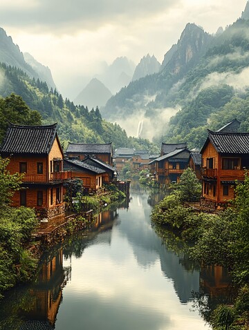 古村水乡古村水乡山峦2