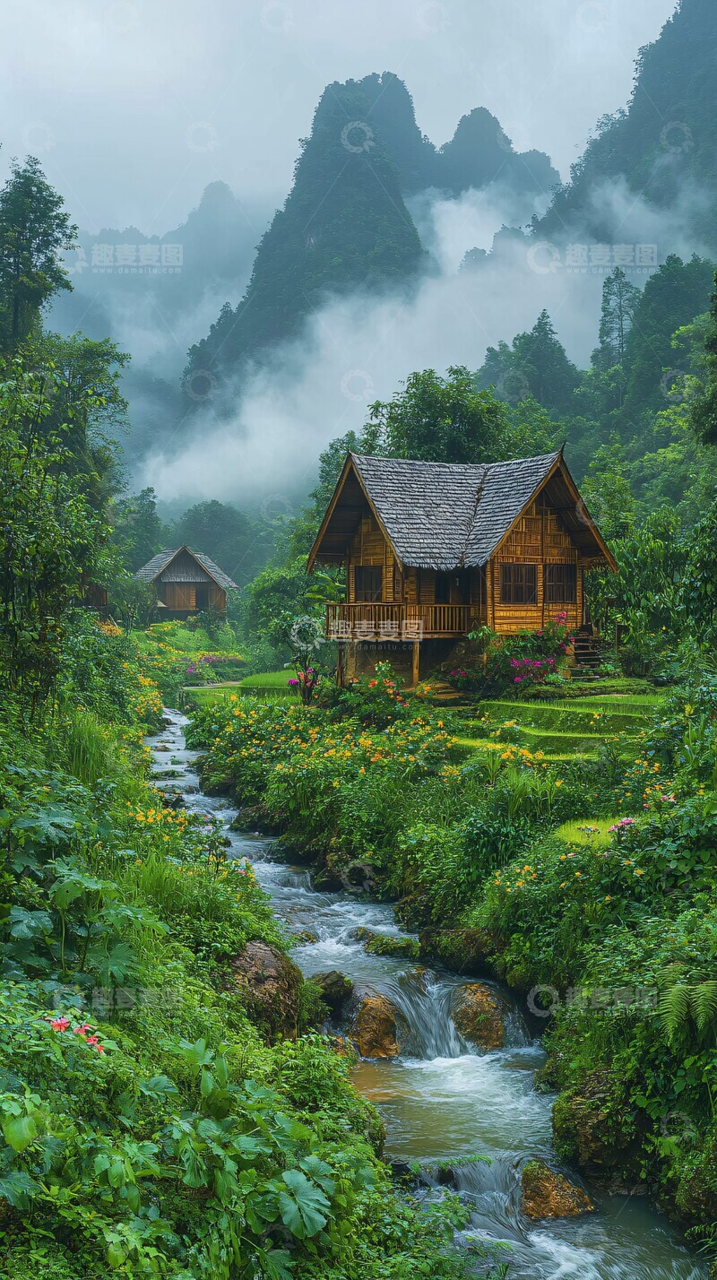 高清大图下载【趣麦麦图】青山绿水间的宁静早晨3